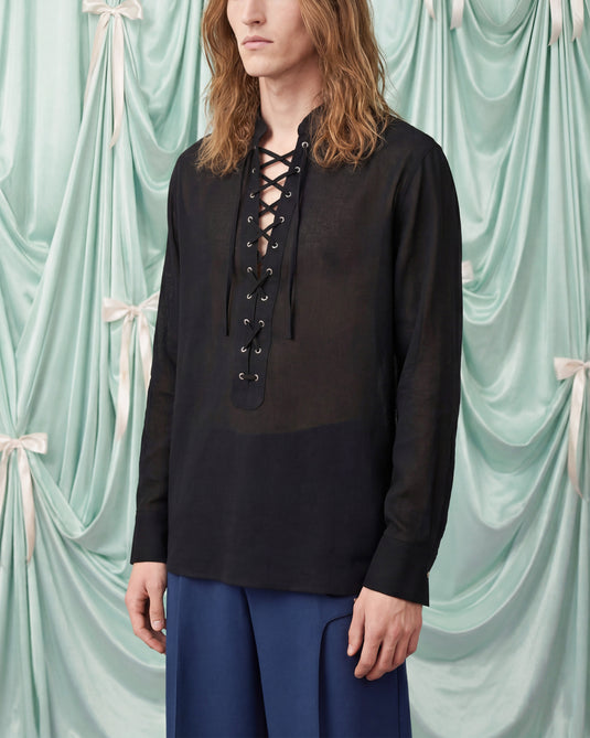 Noir Lace-Up Shirt