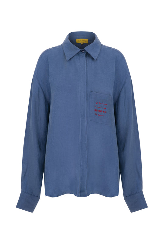 BLUE LINEN OCEAN SHIRT