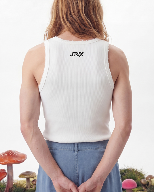 Sign Tank Top White Distressed